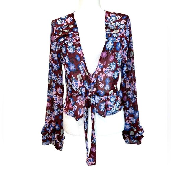 FREE PEOPLE Maybel Floral Blouse Size Small - Picture 4 of 12